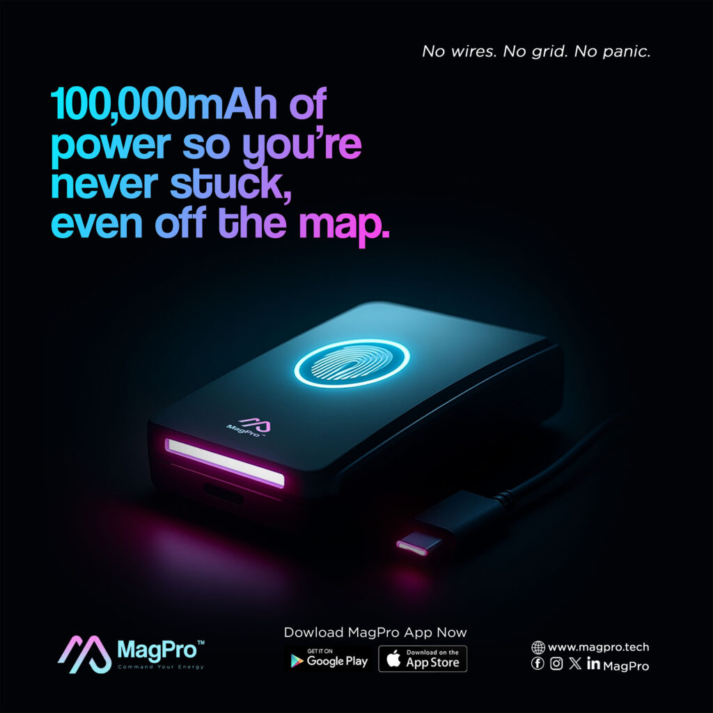 Promotional graphic by invollv for MagPro, highlighting its 100,000mAh power capacity.